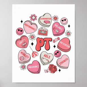 Poster Thérapie physique Valentines Super Jour Coeur Bonb