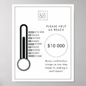 Poster Thermometer Fundraiser Donation Goal Tracker Sign (Devant)