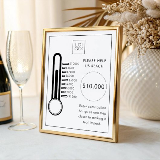 Poster Thermometer Fundraiser Donation Goal Tracker Sign