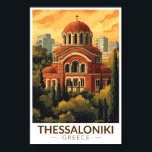Poster Thessalonique Grèce Agios Pavlos Travel Art Retro<br><div class="desc">Thessalonique rétro design de voyage vectoriel. Thessalonique est une ville portuaire grecque située dans le golfe Thermique de la mer Égée.</div>