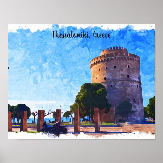 Poster Thessalonique Grèce Aquarelle (Devant)
