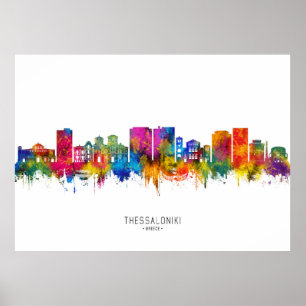 Poster Thessalonique Grèce Skyline