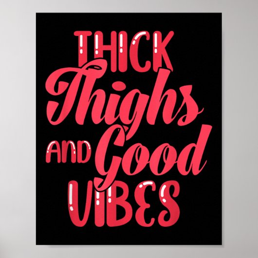 Poster Thick Thighs Fun Tee For Fat Persons - Black, Plus (Devant)