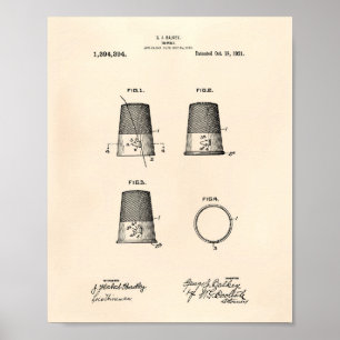 Poster Thimble 1921 Brevet Art Vieux Poivre