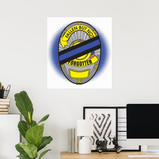 Poster Thin Blue Line Badge (Bureau à domicile)