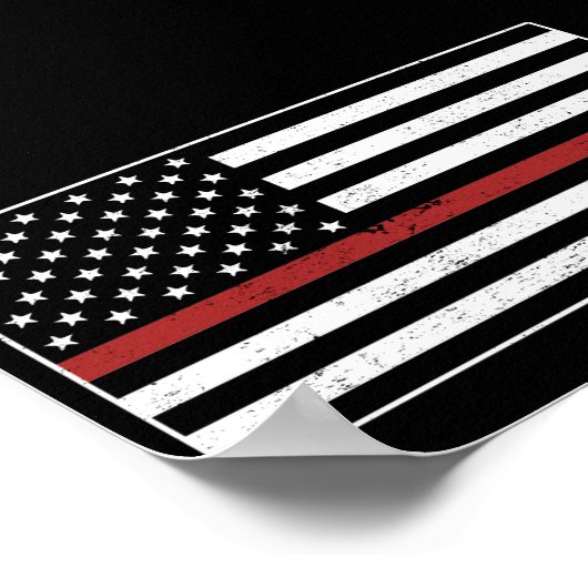 Poster Thin Red Line USA Flag Firefighter Fire Department (Coin)