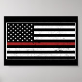 Poster Thin Red Line USA Flag Firefighter Fire Department (Devant)