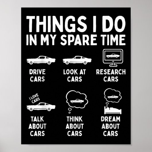 Poster Things I Do In My Spare Time Car Enthusiast Funny  (Devant)