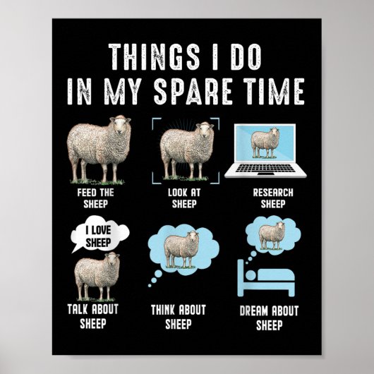 Poster Things I Do In My Spare Time Sheeps Funny Sheep  (Devant)
