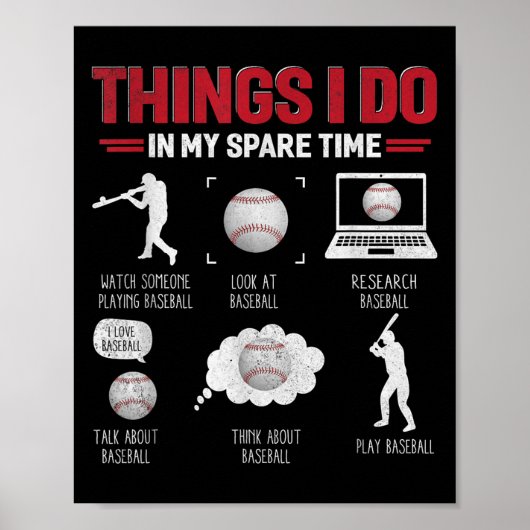 Poster Things I Do In My Spare Time Shirt Funny Baseball  (Devant)