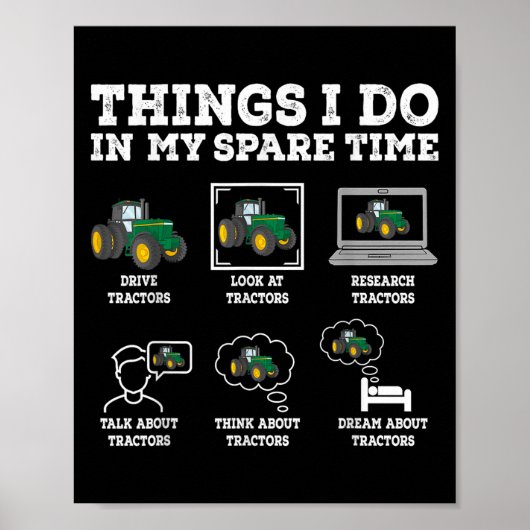 Poster Things I Do In My Spare Time Tractor Funny Farmers (Devant)