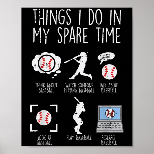 Poster Things I Do Spare Time Baseball Funny Player Men W (Devant)