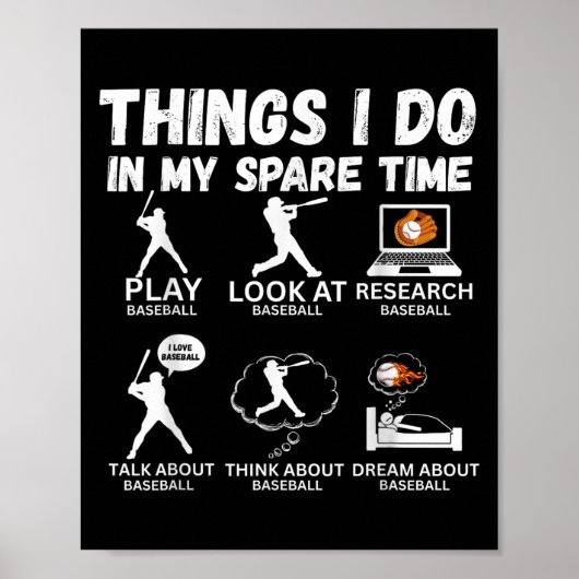 Poster Things I Do Spare Time Baseball Funny Player Men W (Devant)