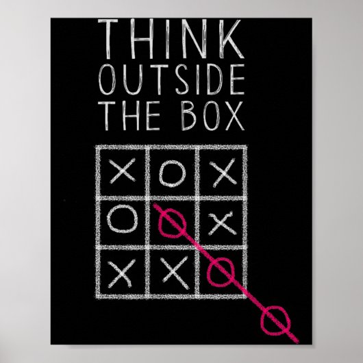 Poster Think Outside The Box _ Tic Tac Toe _ Funny Sy Ner (Devant)