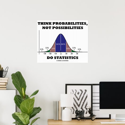 Poster Think Probabilities Not Possibilities Statistics (Bureau à domicile)