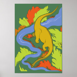 Poster Thirsty diplodocus poster.