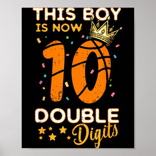 Poster This Boy Now 10 Double Digits Crown 10th Birthday  (Devant)