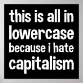 Poster this is all in lowercase because i hate capitalism (Devant)