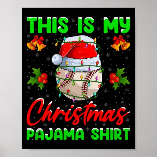 Poster This Is My Baseball Christmas Pajamas Funny Baseba (Devant)