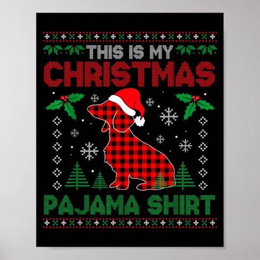 Poster This Is My Dachshund Dog Red Plaid Christmas Ugly (Devant)