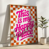 Poster This is My Happy Place Uplifting Quote Checkered