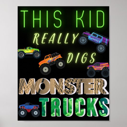 Poster This Kid Really Digs Monster Trucks (Devant)