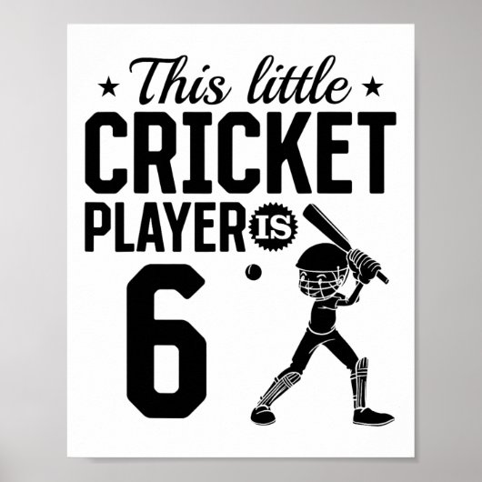 Poster This Little Cricket Player Is 6 Years Old - 6th Bi (Devant)
