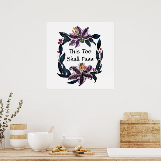 Poster "This Too Shop Pass" Aquarelle Lily Wreath (Cuisine)