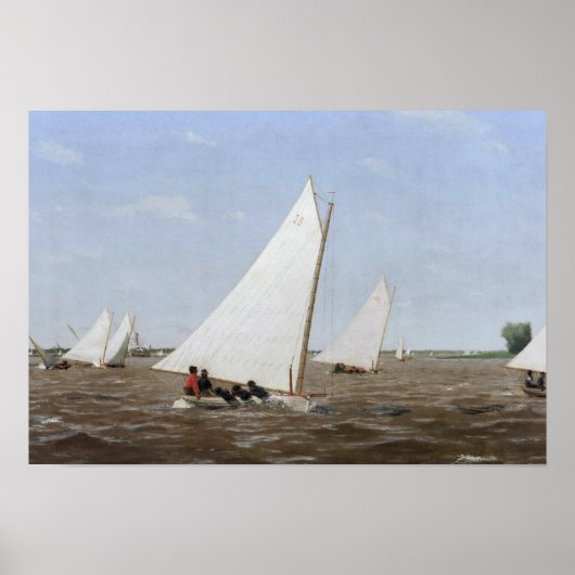 Poster Thomas Eakins - Sailboats Racing on the Delaware (Devant)
