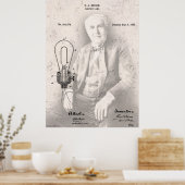 Poster THOMAS EDISON et son célèbre BREVET LAMP (Cuisine)