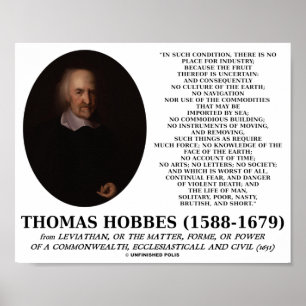 Poster Thomas Hobbes Leviathan Man Solitaire Mauvaise Cit