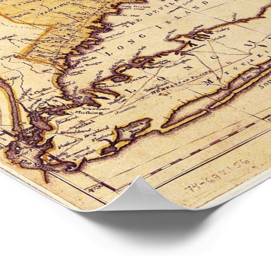 Poster Thomas Jefferies Carte du Nord-Est en 1755 (Coin)