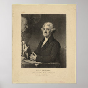 Poster THOMAS JEFFERSON 3ème président américain Lithogra