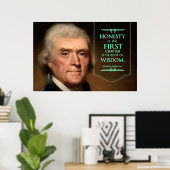 Poster Thomas Jefferson citation honnêteté est le premier (Bureau à domicile)