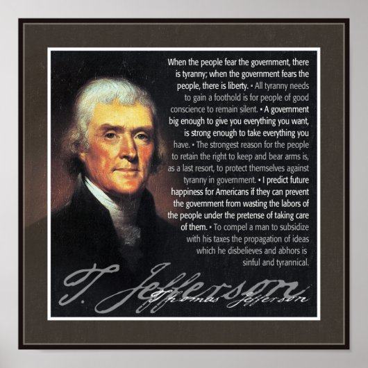 Poster Thomas Jefferson - citations multiples (Devant)