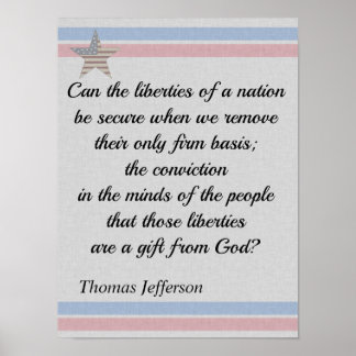 Poster Thomas Jefferson cite des cadeaux de liberté