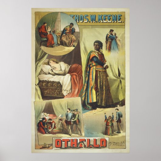 Poster Thomas W. Keene dans Othello de William Shakespear (Devant)