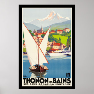 Poster Thonon Les Bains Français Travel Europe