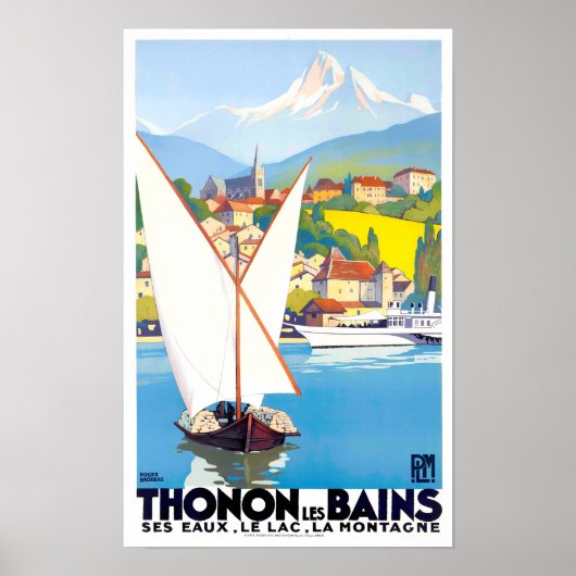 Poster Thonon Les Bains France voyage vintage (Devant)