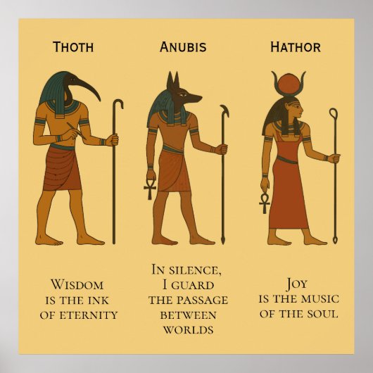 Poster Thoth, Anubis et Hathor - Divinité égyptienne anti (Devant)