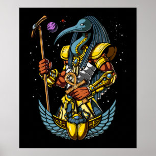 Poster Thoth Egyptian God Ankh Scarab Symbole antique