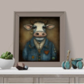 Poster Threads de vache sassy - Vache drôle en costume