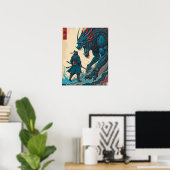 Poster "Threads of War – Cyber Samouraï vs Glyph Beast" (Bureau à domicile)
