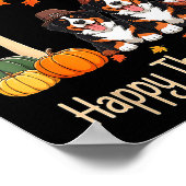 Poster Three Bernese Mountain Dogs Fall Tree Happy Thanks (Coin)