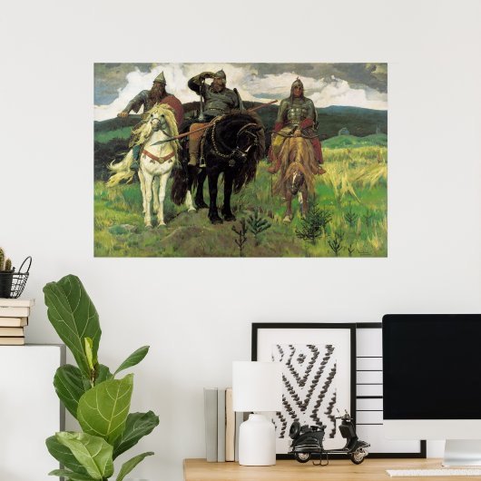 Poster Three Bogatyrs (1898) par Viktor Vasnetsov Print (Bureau à domicile)