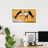 Poster Three Brids - Matchbox Print - Aesthetic Wall Art (Bureau à domicile)