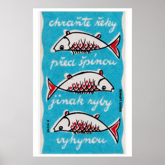 Poster Three Fishes - Matchbox Print - Czech Wall Art (Devant)