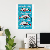 Poster Three Fishes - Matchbox Print - Czech Wall Art (Bureau à domicile)