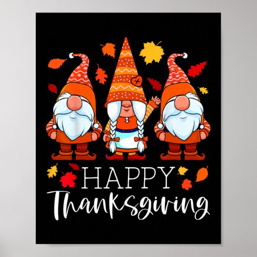 Poster Three Gnomes Happy Thanksgiving Gnomes Affaire Gno (Devant)
