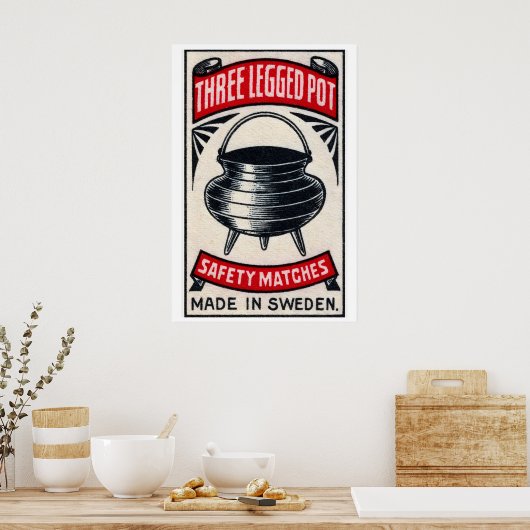 Poster Three Legged Pot - Matchbox Print - Aesthetic Wall (Cuisine)